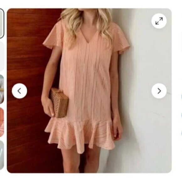 Anna Cate Dress Women S Veronica Metallic Peach Rose Gold Mini Dress - Picture 1 of 10